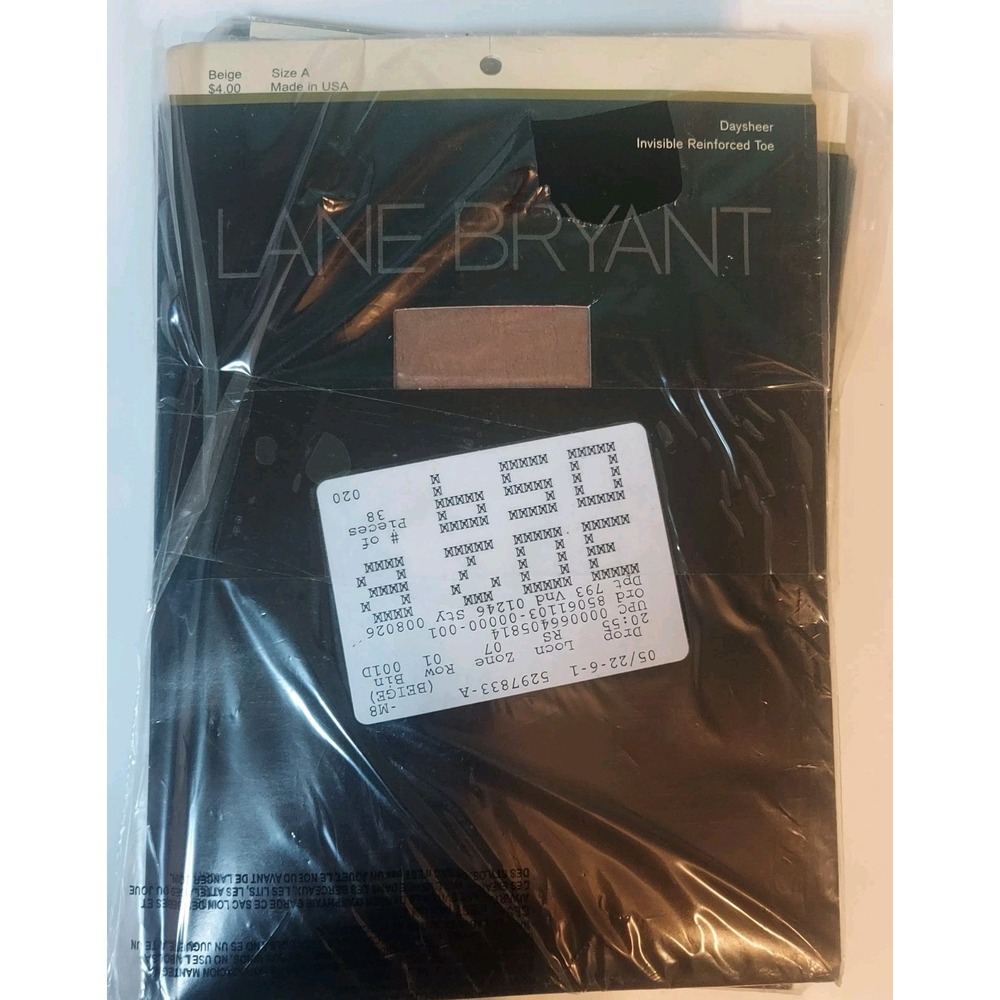 Lane Bryant Daysheer Invisible Reinforced Toe Pantyhose Beige Size A Made In Usa